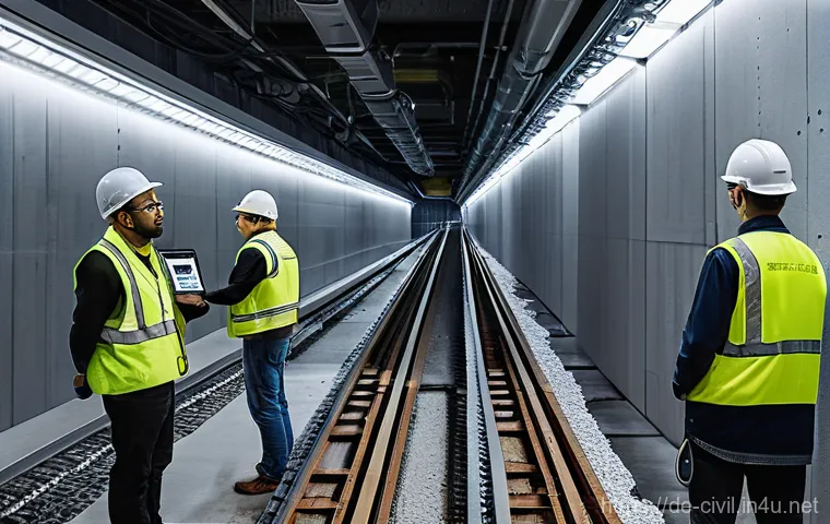 토목공학과 터널 공사 사례 - **Massive Tunnel Boring Machine in Action:**
    "A colossal, high-tech Tunnel Boring Machine (TBM) ...
