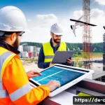 Home 20 토목기사 필기시험에서 자주 출제되는 문제 - **Prompt 1: Digital Construction Site Management in Germany**
"A vibrant, high-angle shot of a m...