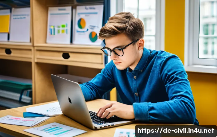 토목기사 필기시험 합격 비법 - A focused study scene showing a German civil engineering student at a desk surrounded by detailed mi...