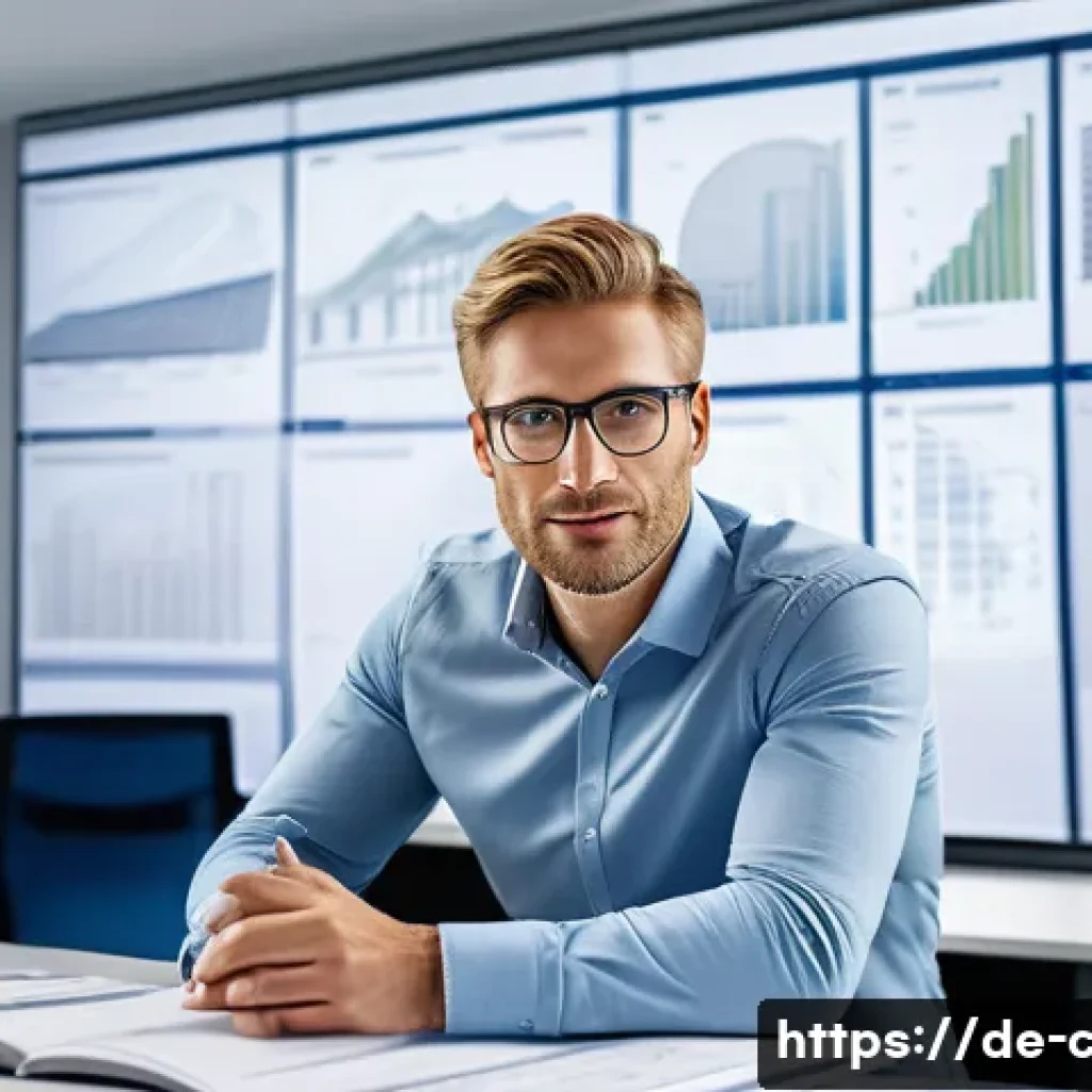 토목기사 자격증 갱신 방법 - A professional German civil engineer in a modern office environment, reviewing building plans and le...